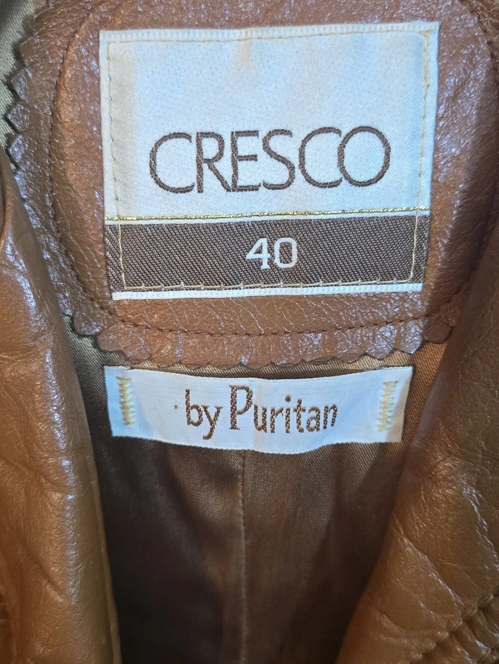 Puritan Unisex 70s Brown Leather Button Front Jacket Sz L (40)
